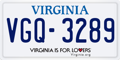 VA license plate VGQ3289