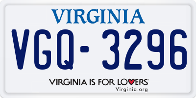 VA license plate VGQ3296
