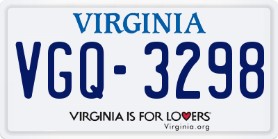 VA license plate VGQ3298