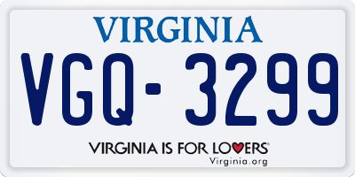 VA license plate VGQ3299