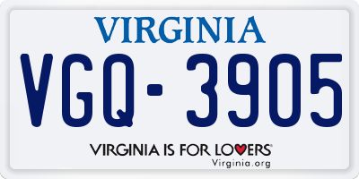 VA license plate VGQ3905
