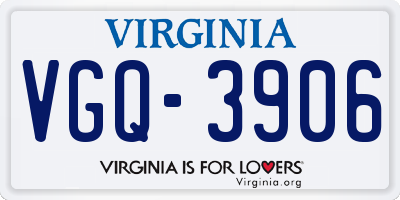 VA license plate VGQ3906