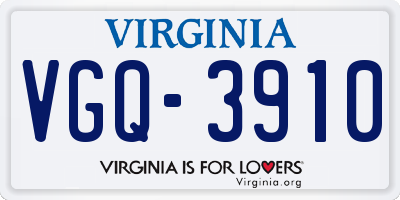 VA license plate VGQ3910