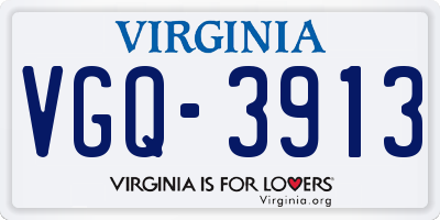 VA license plate VGQ3913