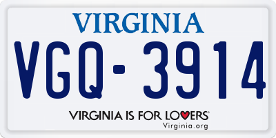 VA license plate VGQ3914