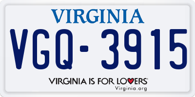 VA license plate VGQ3915