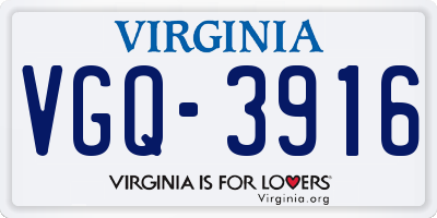 VA license plate VGQ3916