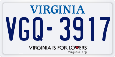 VA license plate VGQ3917