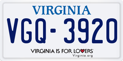 VA license plate VGQ3920