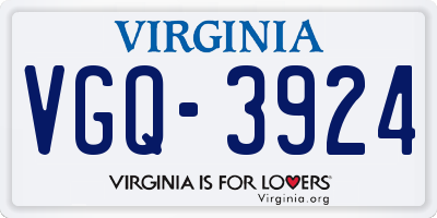 VA license plate VGQ3924