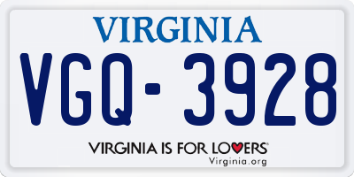 VA license plate VGQ3928