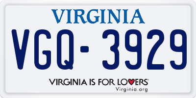 VA license plate VGQ3929