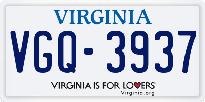 VA license plate VGQ3937
