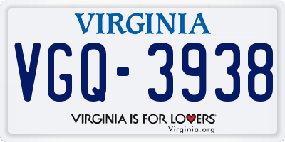 VA license plate VGQ3938