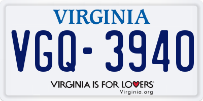 VA license plate VGQ3940