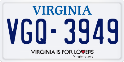 VA license plate VGQ3949