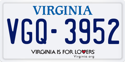 VA license plate VGQ3952