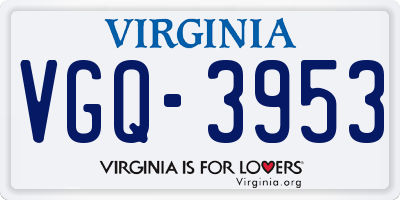 VA license plate VGQ3953