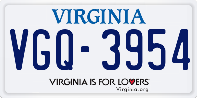VA license plate VGQ3954