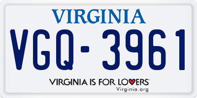 VA license plate VGQ3961