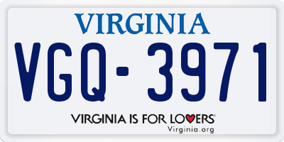 VA license plate VGQ3971
