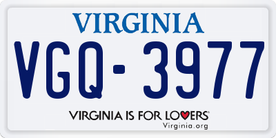 VA license plate VGQ3977
