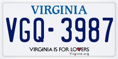 VA license plate VGQ3987