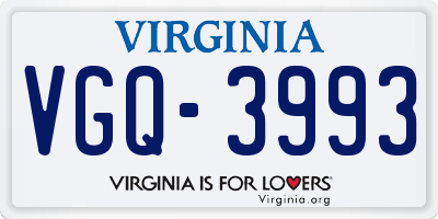 VA license plate VGQ3993