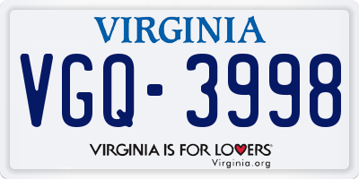 VA license plate VGQ3998