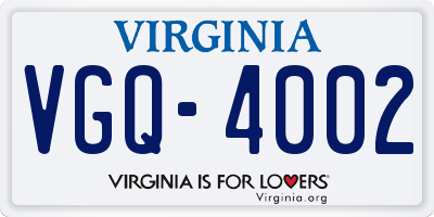VA license plate VGQ4002