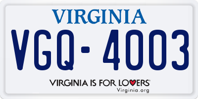 VA license plate VGQ4003