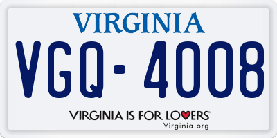 VA license plate VGQ4008
