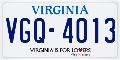 VA license plate VGQ4013