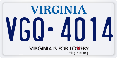 VA license plate VGQ4014