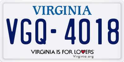 VA license plate VGQ4018