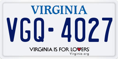 VA license plate VGQ4027
