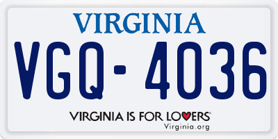 VA license plate VGQ4036