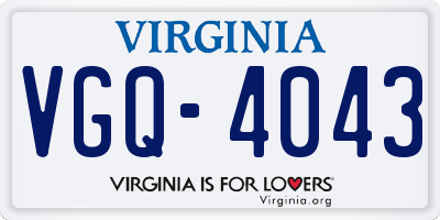 VA license plate VGQ4043