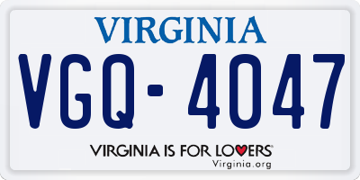 VA license plate VGQ4047