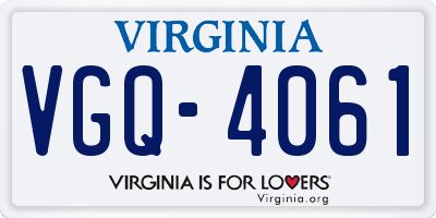 VA license plate VGQ4061