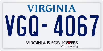 VA license plate VGQ4067