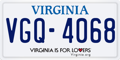 VA license plate VGQ4068