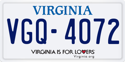 VA license plate VGQ4072