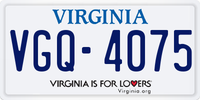 VA license plate VGQ4075