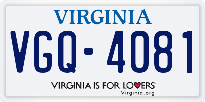 VA license plate VGQ4081