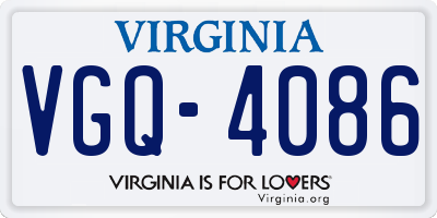 VA license plate VGQ4086