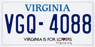 VA license plate VGQ4088