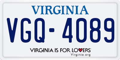 VA license plate VGQ4089