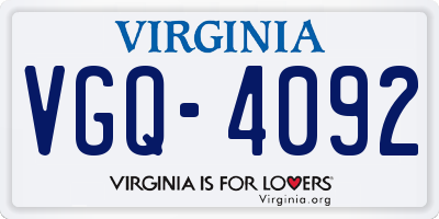 VA license plate VGQ4092
