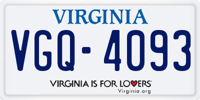 VA license plate VGQ4093